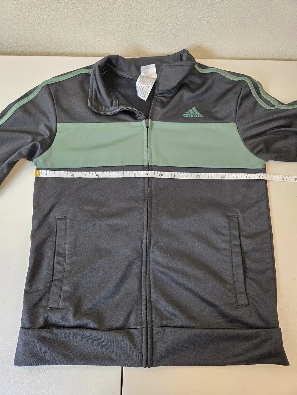 Adidas Black and Green Kids' Track Jacket Large 14/16